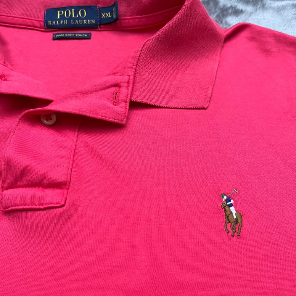 Polo Ralph Lauren Mens XXL Pink Pima Soft Touch Cotton Short Sleeve Polo Shirt